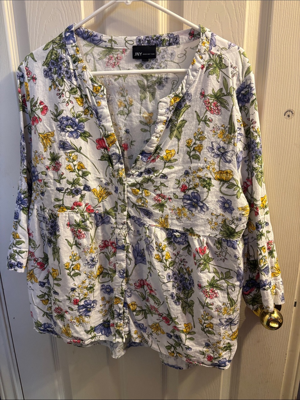 Floral Button-Front Women's Top in White